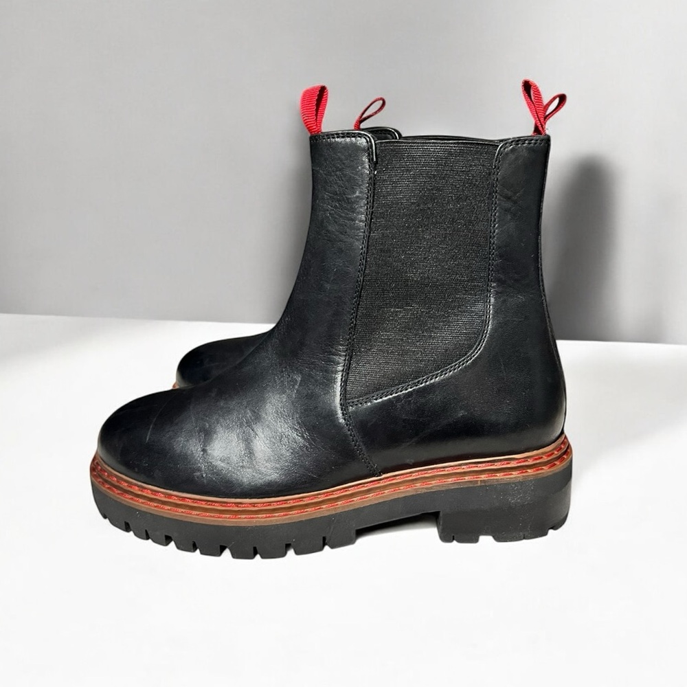 🌻NEW Her by Anthony Veer Black Leather Olivia Lug Sole Chelsea Boot Size 7